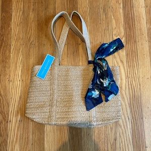 Draper James Straw Tote with Scarf